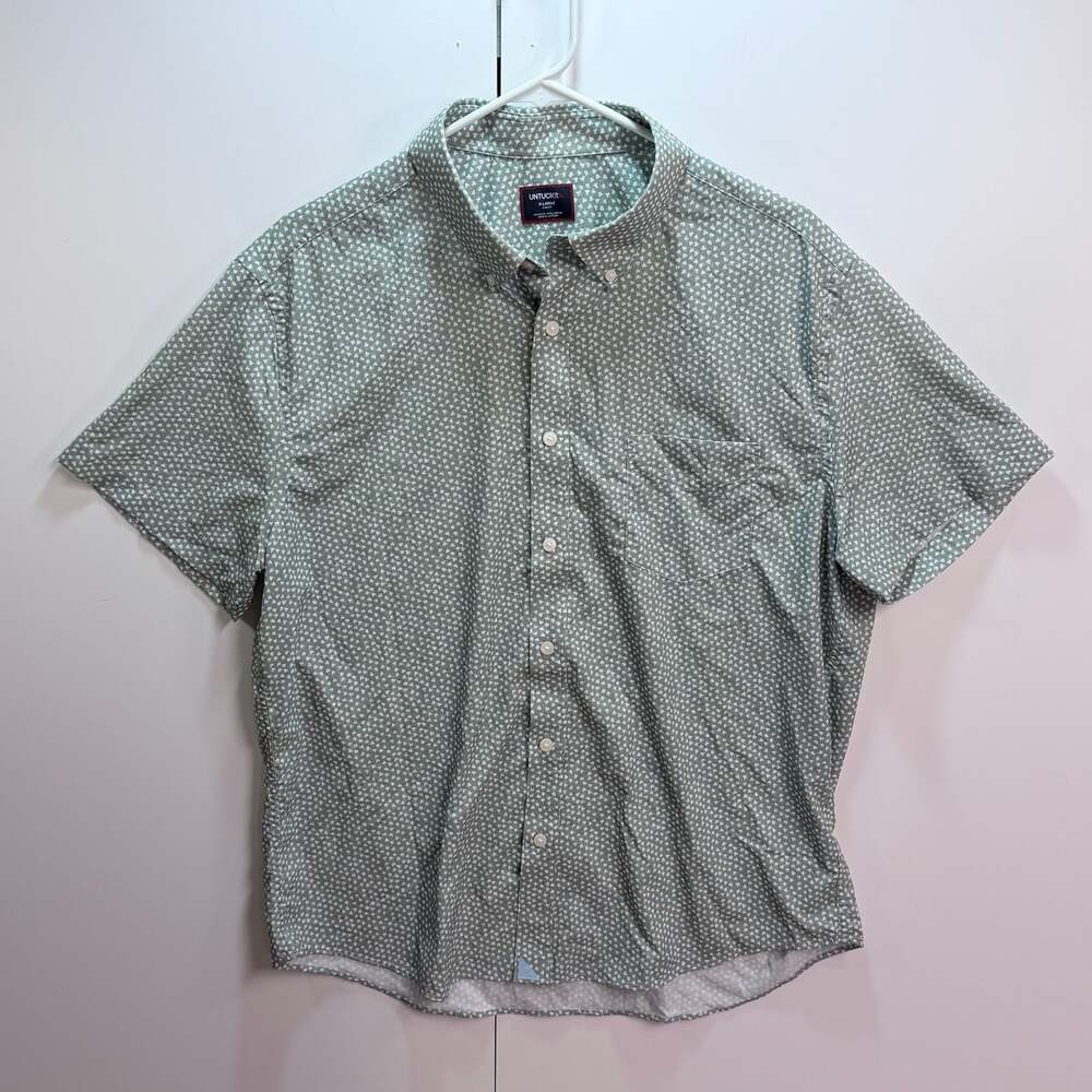 Untuckit Ivers Performance Short Sleeve Shirt Green Print XL